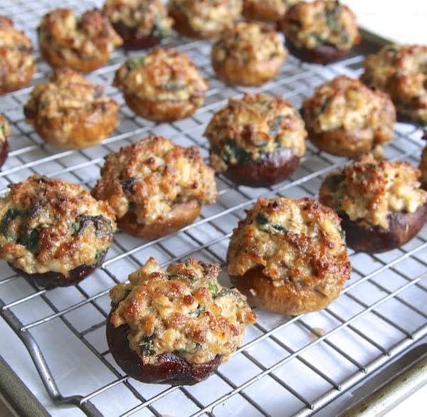 Appetizer recipe for low-carb sausage stuffed mushrooms.