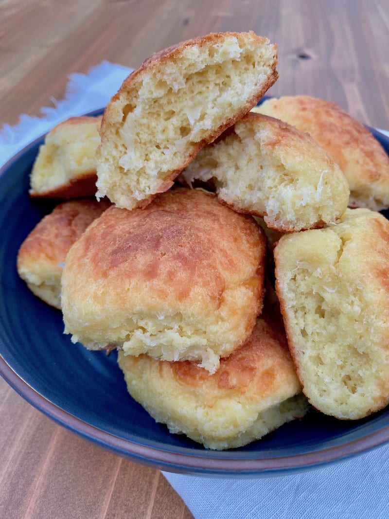 This keto dinner rolls recipe is makes soft and fluffy pull-apart rolls that are slightly sweet.