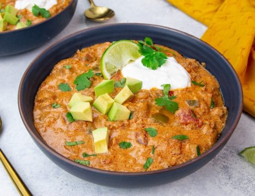 A delicious and hearty low carb and keto friendly taco soup recipe that is sure to be a family favorite!