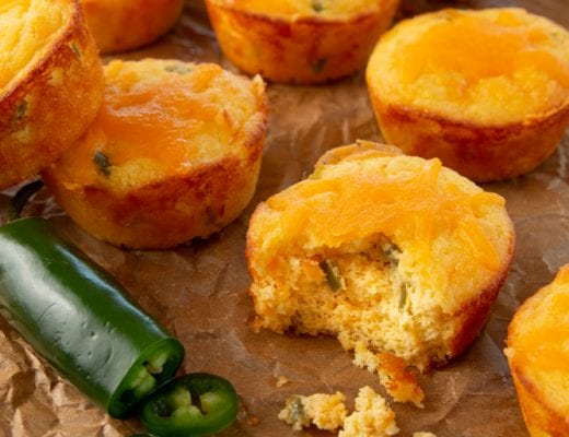 Recipe that makes spicy, cheesy, and flavorful  keto cornbread muffins.