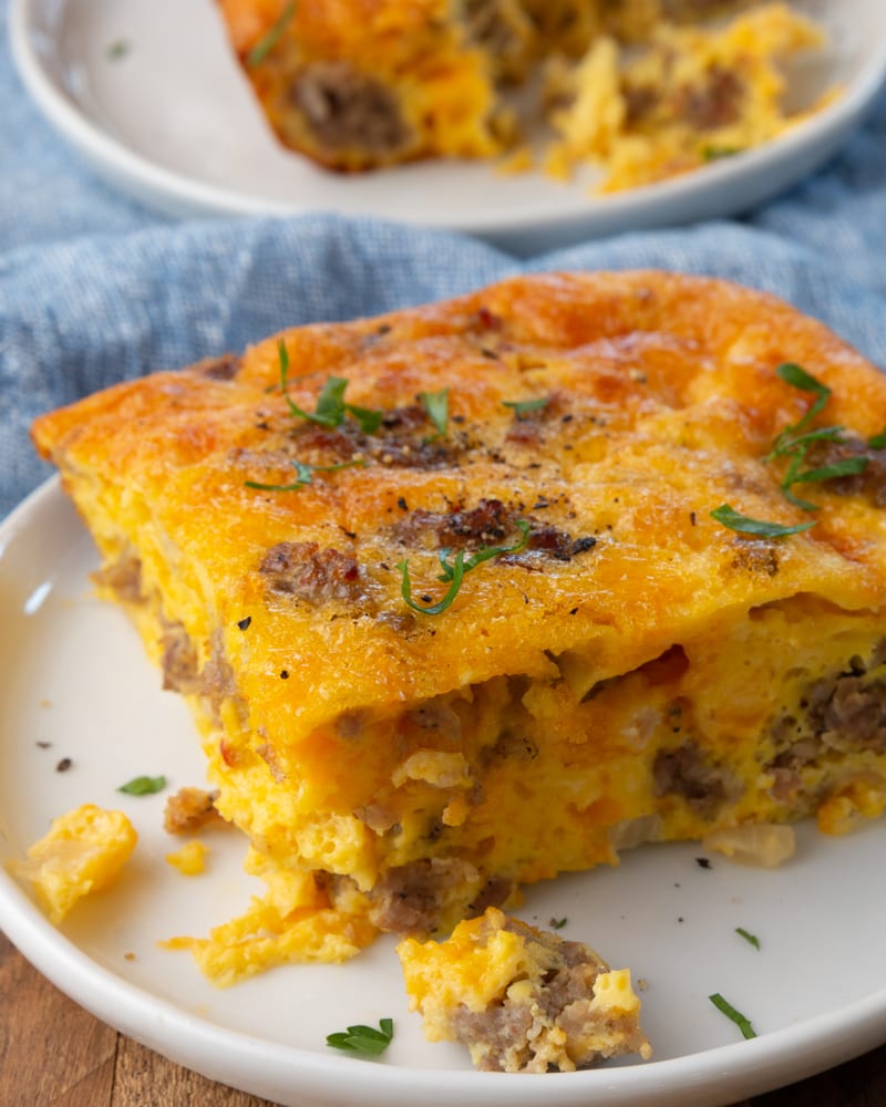 This recipe for sausage, egg, and cheese breakfast bake is delicious and easy to make.