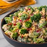 A simple recipe for a colorful and flavorful keto broccoli salad.