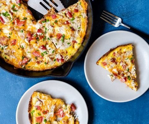 Recipe for keto-friendly breakfast pizza.