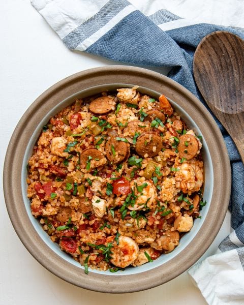 Recipe for Keto Jambalaya made in Instant Pot or on the stove.