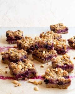 Recipe for keto peanut butter and jelly bars.