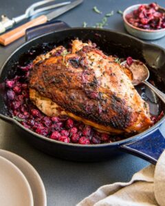 Recipe for one skillet turkey and cranberry sauce.