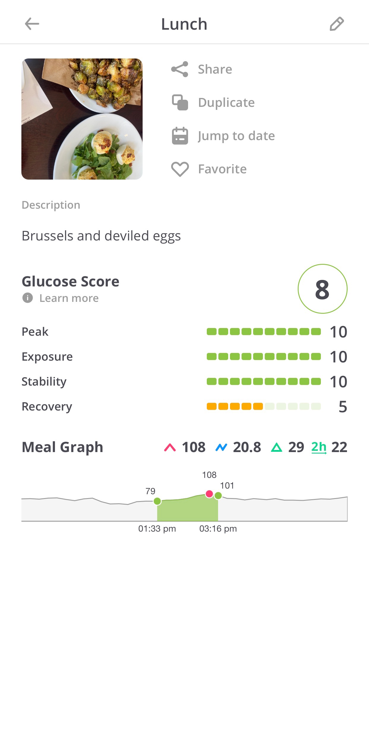 example of lunch logging in nutrisense app